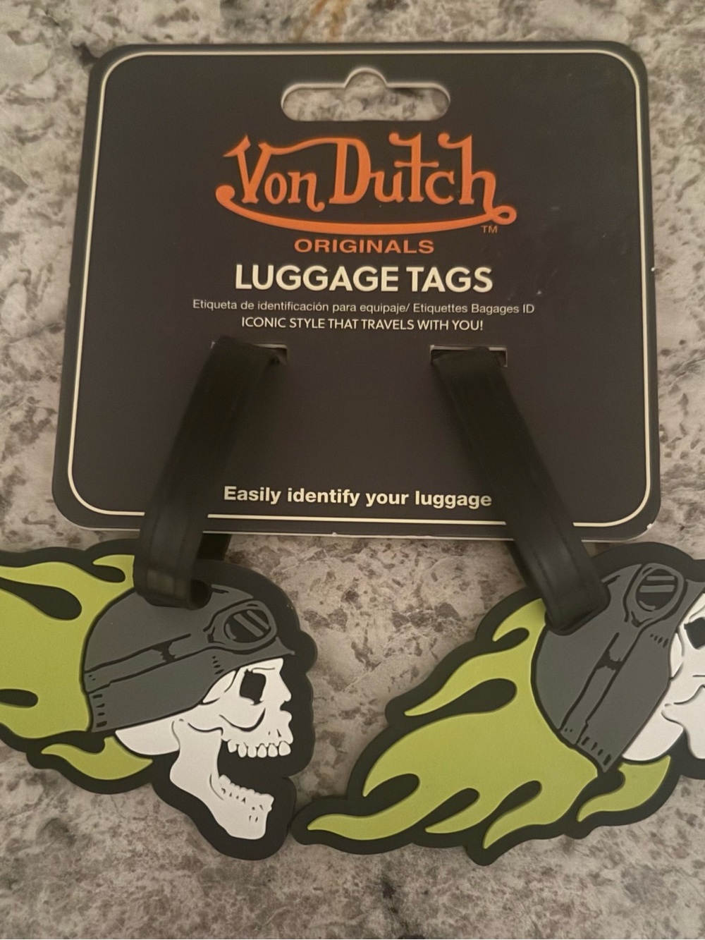 Von Dutch Black Luggage Tags with White ID Panels